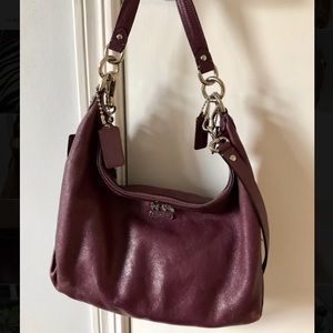 Aubergine Purple Leather Coach Crossbody Satchel